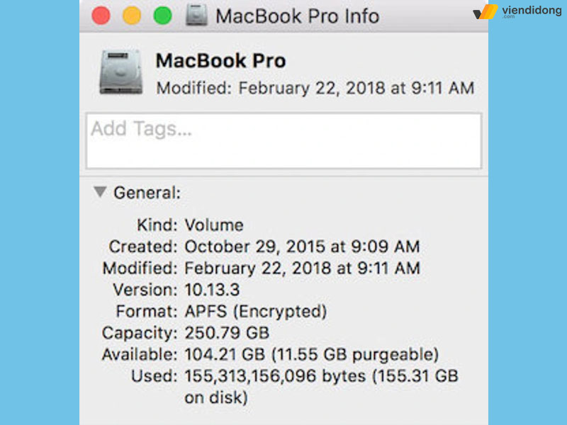 kiểm tra dung lượng MacBook info