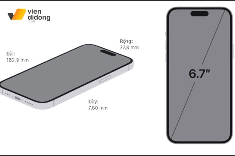 Màn hình iPhone 15 Plus với kích thước lớn 6.7 inch