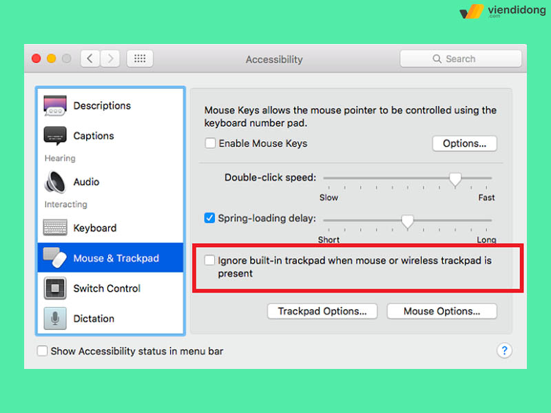 Trackpad Macbook không click được mouse