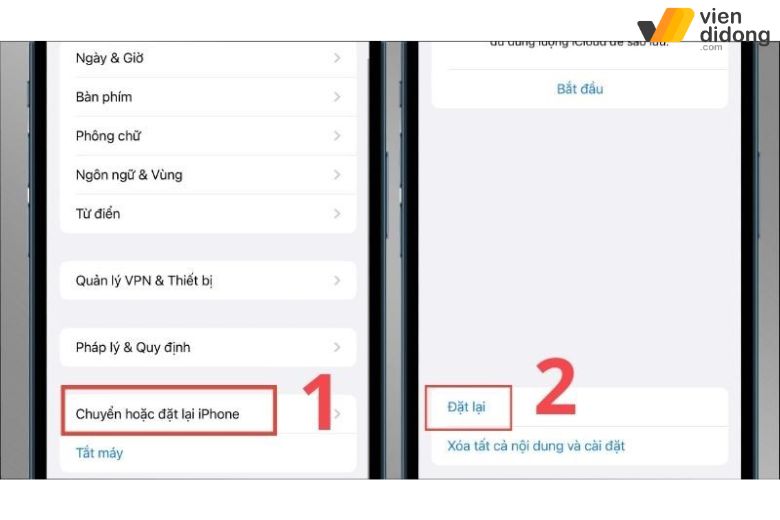Khôi phục cài đặt gốc giúp fix lỗi trắng màn iPhone 13Pro Max