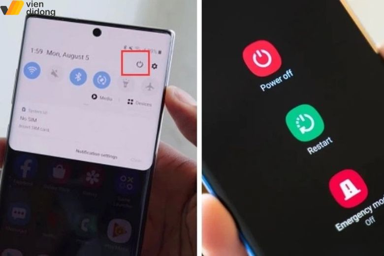 Khởi động lại giúp khắc phụ nhanh lỗi màn hình Samsung tạm thời