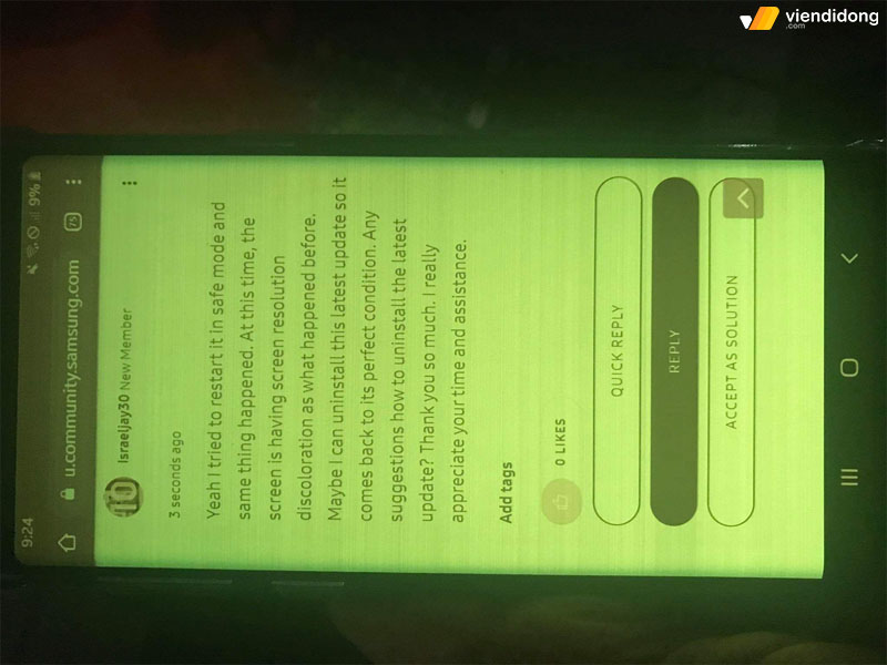 Samsung Galaxy Note 9 bị lỗi màn hình dấu hiệu