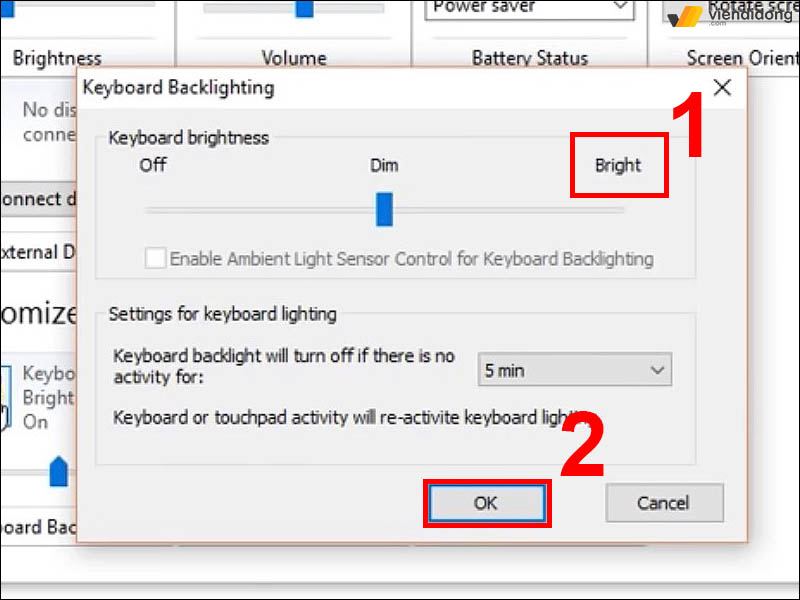 bật đèn bàn phím Laptop HP control panel 4