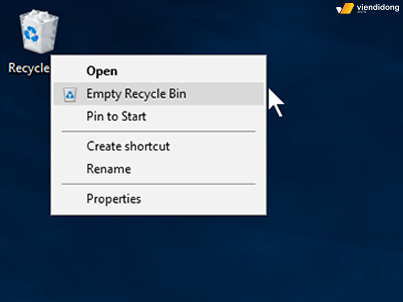 Laptop không vào được màn hình chính thùng rác