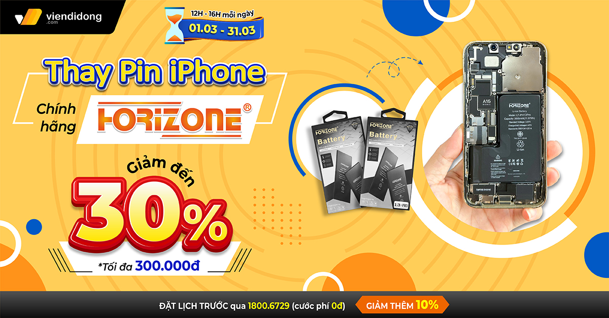 Tháng 3, Thay pin Horizone iPhone GIỜ VÀNG -GIẢM ĐẾN 30% Banner 1200x628 1