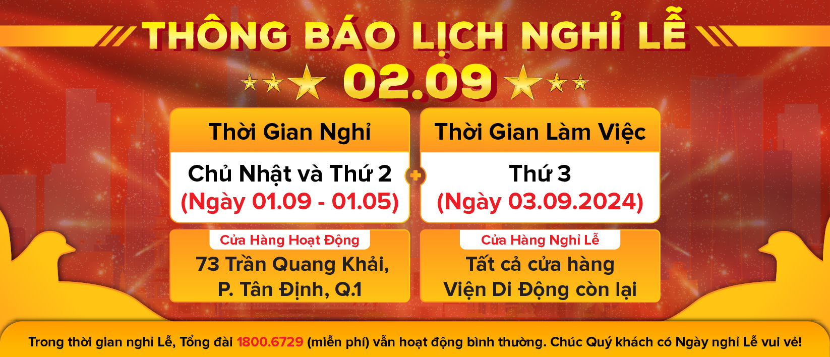 Thông báo nghỉ lễ 02/09