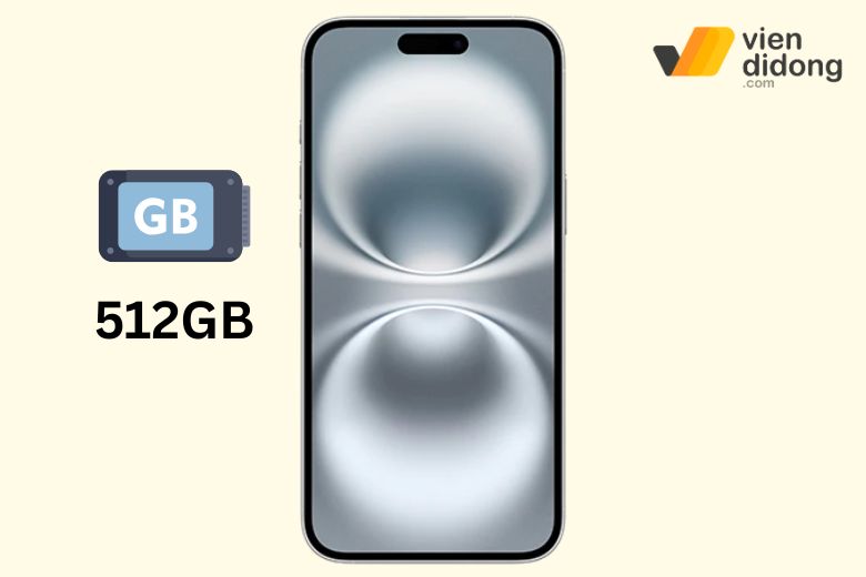 Dung lượng lưu trữ lớn thoải mái cho người dùng trên iPhone 16 512 GB