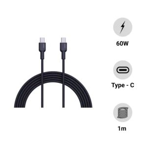 Cáp sạc C-C Aukey CB-NCC1 bọc dù 1m - màu đen (cũ) Cáp sạc C-C Aukey CB-NCC1 bọc dù 1m - màu đen (cũ)
