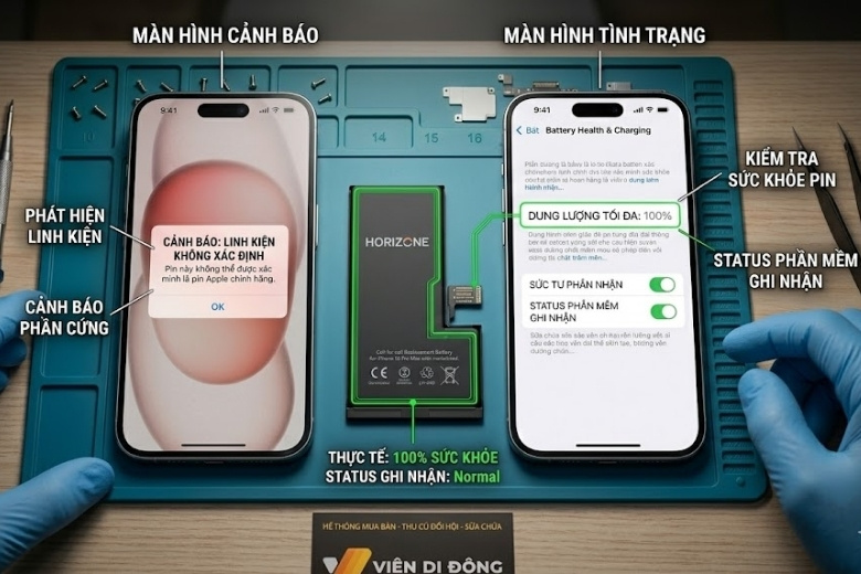 So sánh màn hình iPhone 15 Plus trước và sau khi can thiệp kỹ thuật
