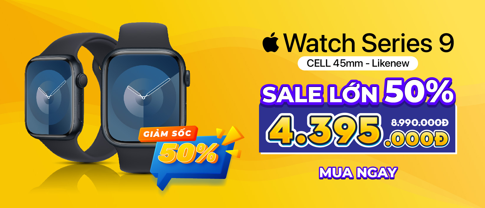 Apple Watch Series 9 Cell 45mm Đen (Likenew) giảm 50%