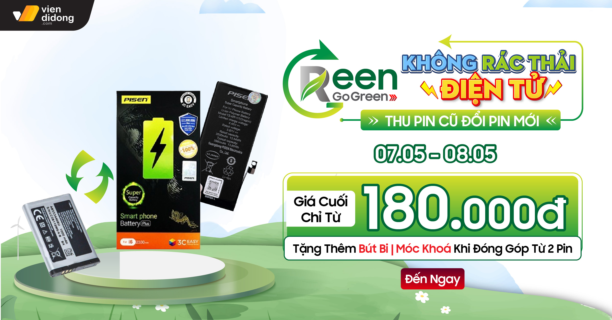Hi Green Go Green - Thu Pin Cũ Đổi Pin Mới: VÌ MỘT TRÁI ĐẤT XANH! GO GREEN DỔI PIN 1200x628 1