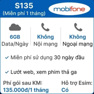 Sim Mobifone Data 4G S135