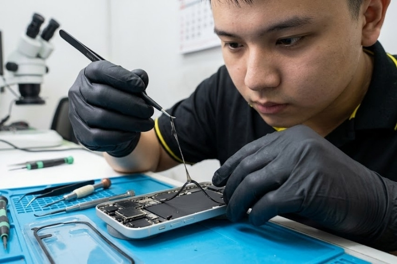 Thay pin Horizone iPhone 16 1 Quy trình thay pin bằng keo điện hóa 9V
