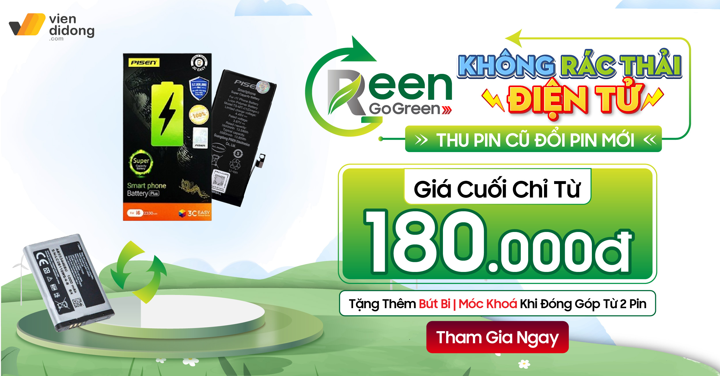 Hi Green Go Green - Thu Pin Cũ Đổi Pin Mới: VÌ MỘT TRÁI ĐẤT XANH! GO GREEN DỔI
