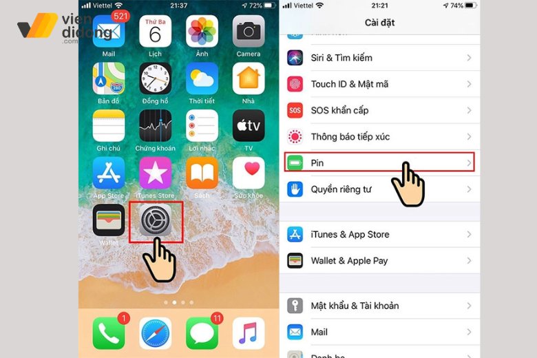 Cách bật chế độ tự ngắt pin khi sạc đầy của iPhone 4 Cách bật chế độ tự ngắt sạc iPhone