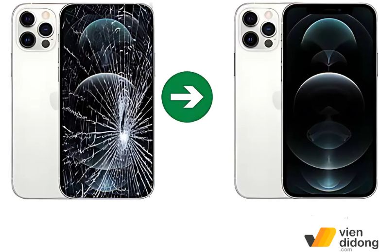 Mặt kính iPhone cần được thay mới khi bị bong tróc, mất cảm ứng