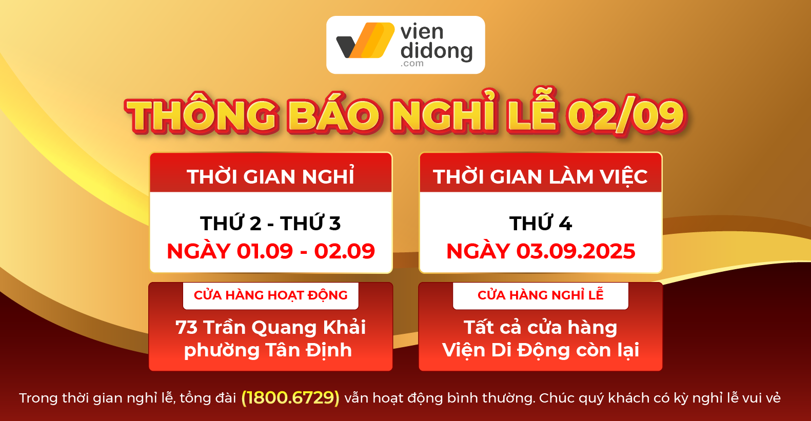 Thông báo nghỉ lễ 02/09