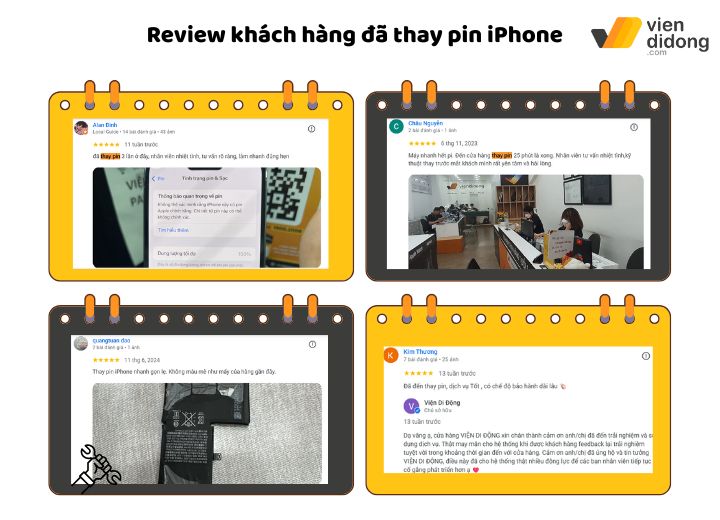 Khách hàng đánh giá tốt về dịch vụ thay pin iPhone