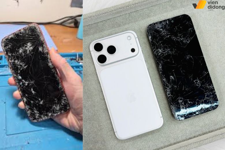Màn hình iPhone 17 Pro Max bị vỡ kính cần kiểm tra và thay kịp thời