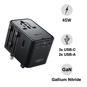 Củ sạc du lịch Acefast 45W 5 cổng (3*USB-C+2*USB-A) GaN Z8