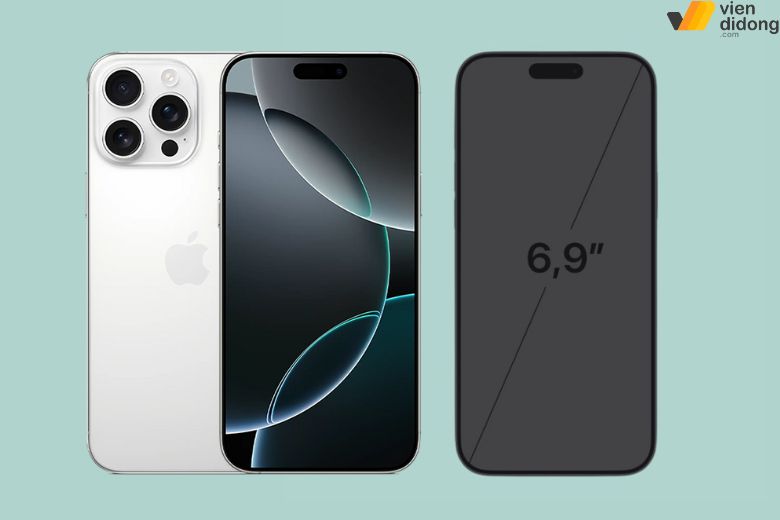 Màn hình lớn 6,9 inch trên iPhone 16 Pro Max, hiển thị sắc nét