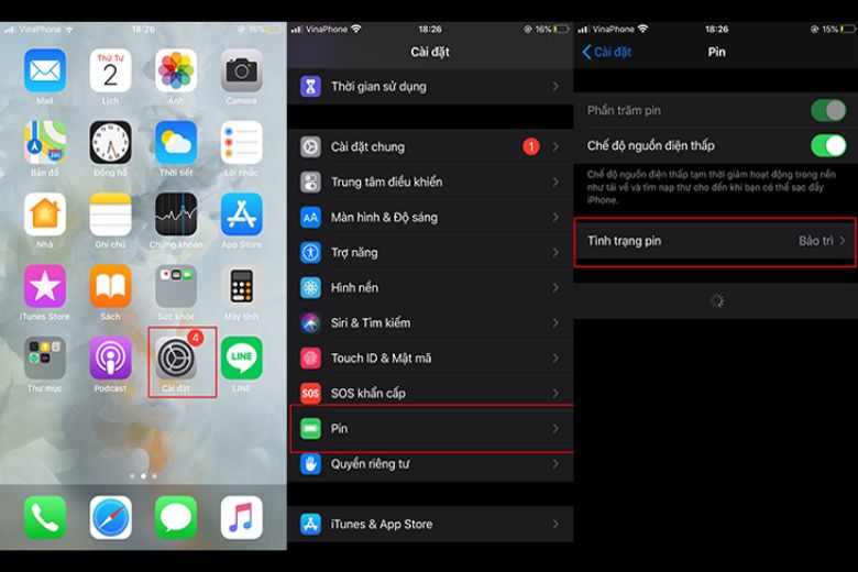 Kiểm tra tình trạng pin sau khi thay
