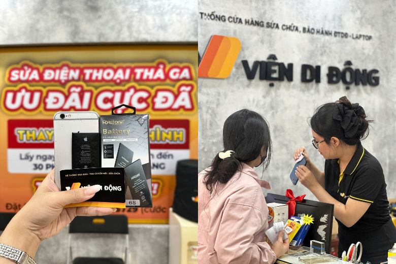 Dịch vụ thay pin iPhone 6 series tại Viện Di Động, thực hiện nhanh và minh bạch