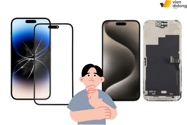 Tùy tình trạng, có thể ép kính hoặc thay màn hình iPhone 15 Series