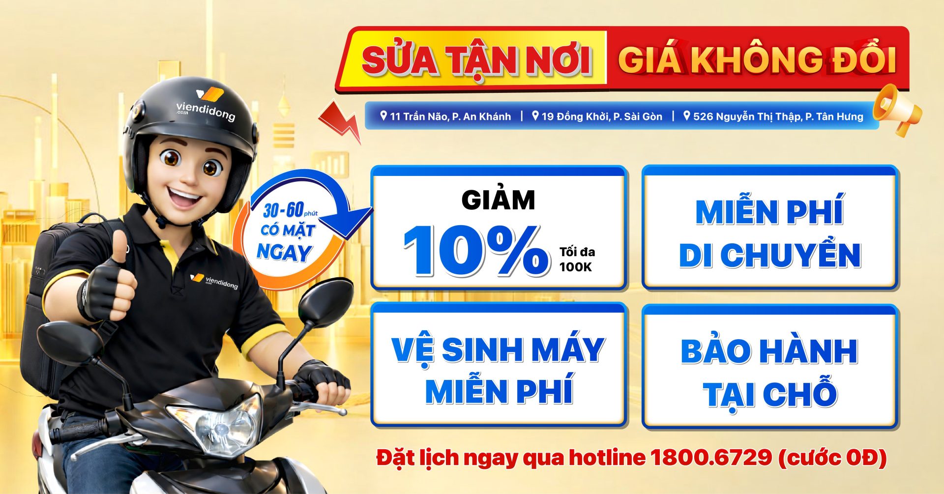 Sửa tận nơi - Giá không đổi tại Viện Di Động