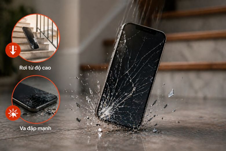 Rơi từ độ cao hoặc va đập mạnh