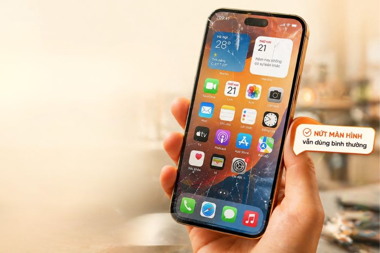 Màn hình iPhone bị nứt nhưng vẫn dùng được