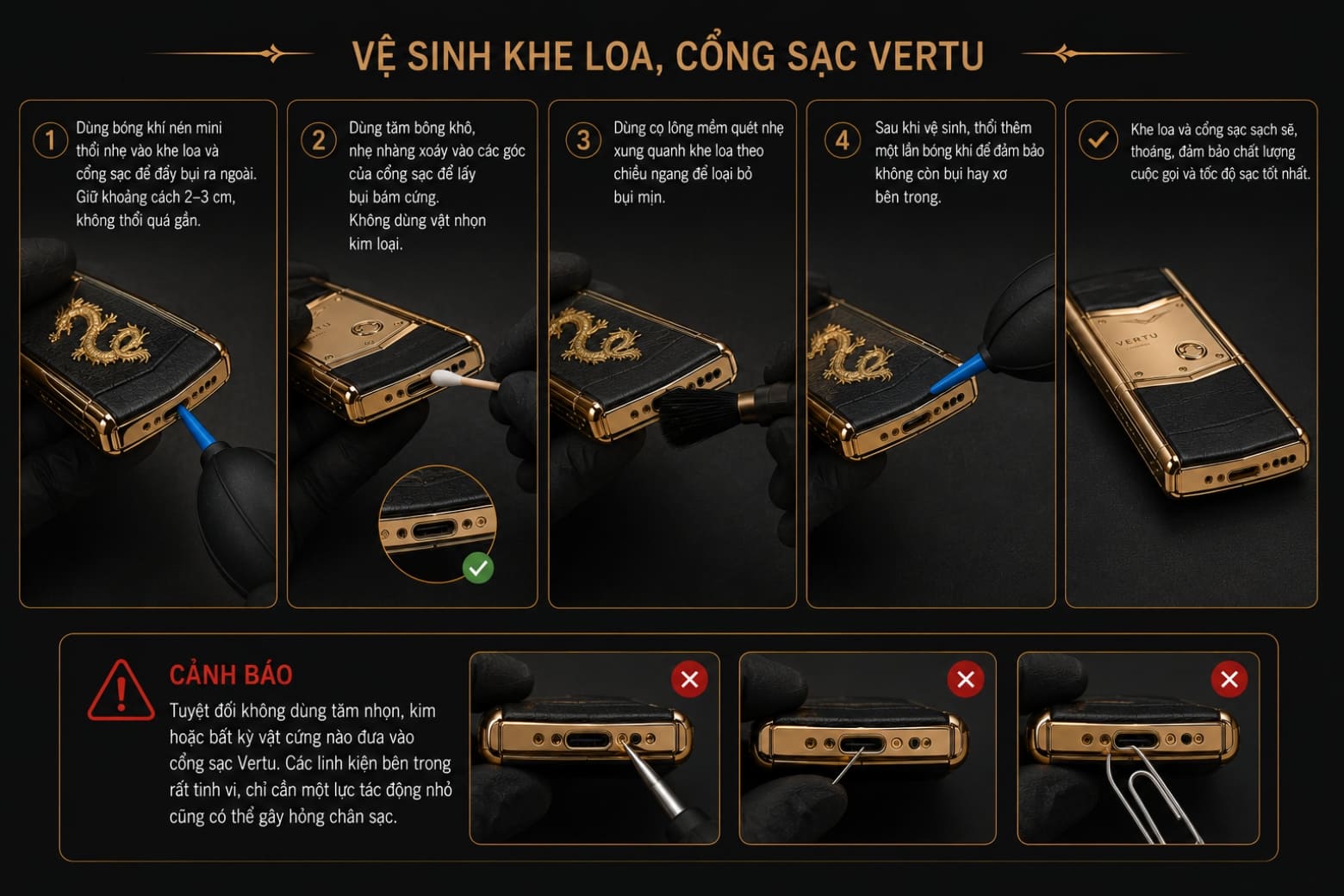 Vệ sinh khe loa, cổng sạc