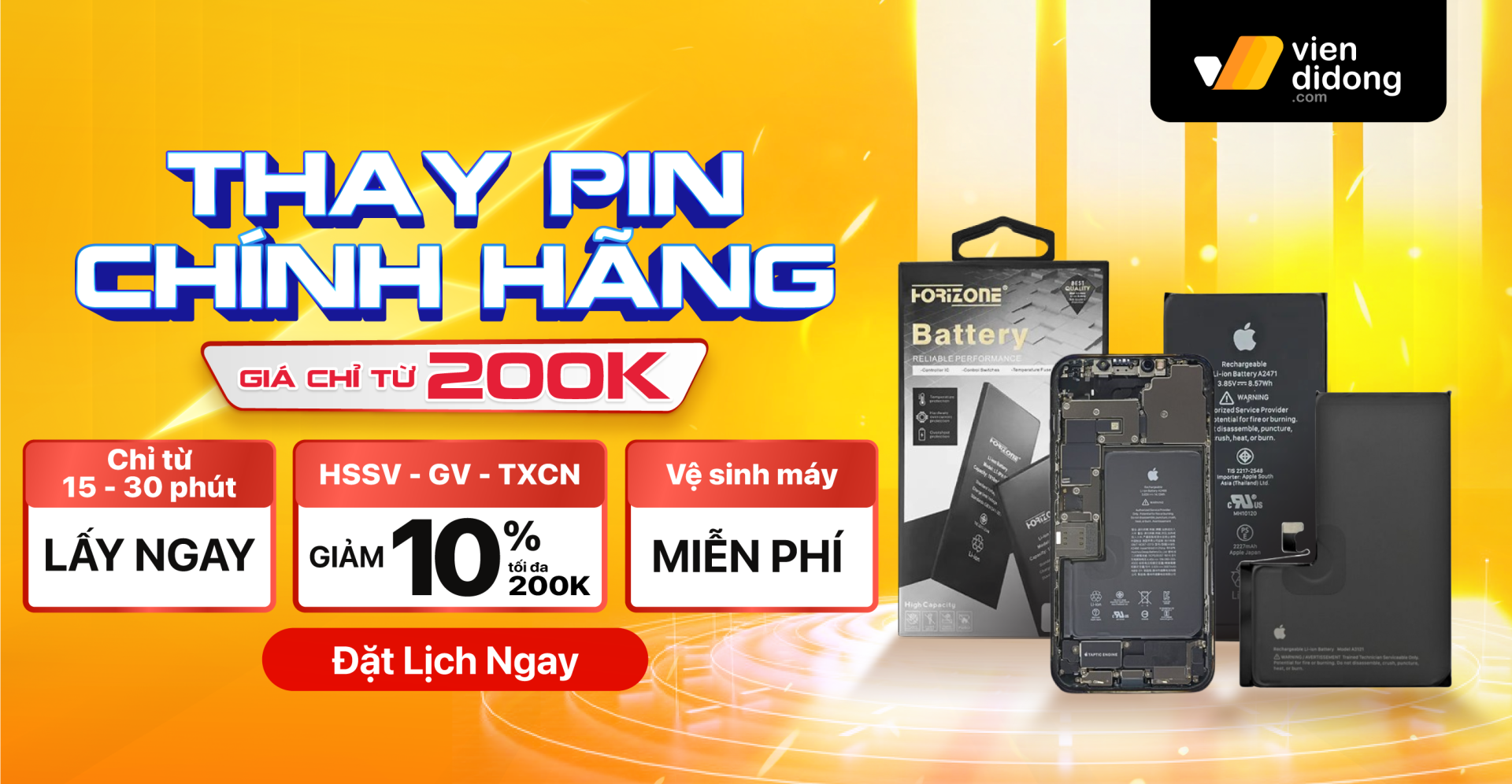 Thay pin chính hãng giá chỉ từ 200K