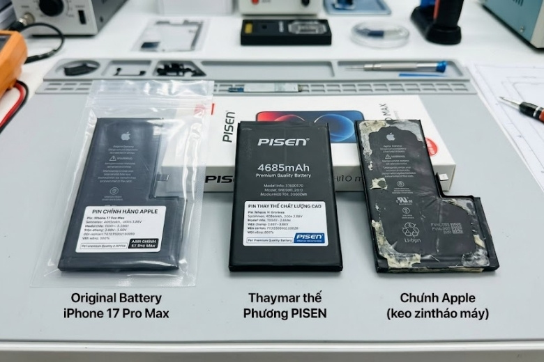 Thay pin iPhone 17 Pro Max loại nào tốt nhất? Phân tích từ chuyên gia 1 3 loại pin iPhone 17 Pro Max trên thị trường