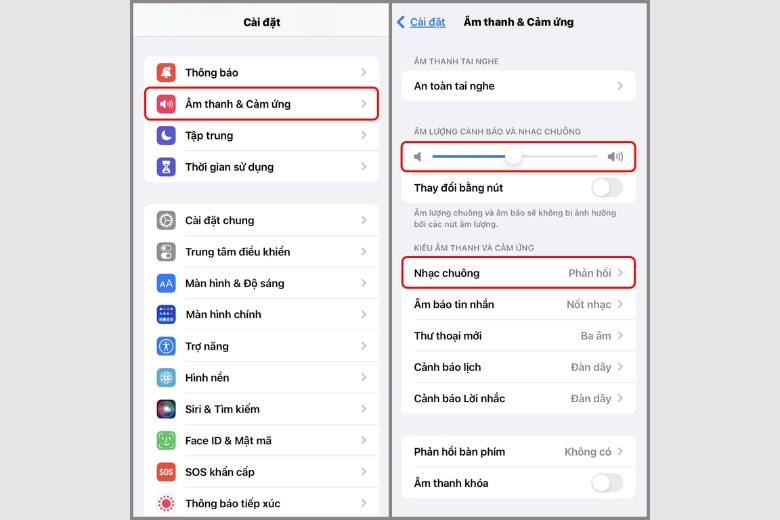 Kiểm tra nút gạt im lặng và âm lượng chuông