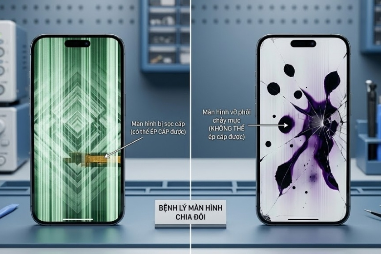 Dấu hiệu iPhone có thể ép cổ màn hình và thiết bị vỡ phôi phải thay màn mới