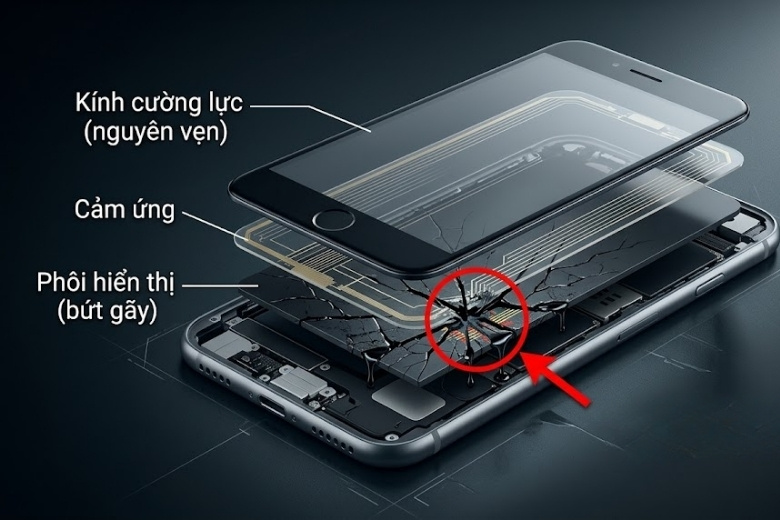 cấu tạo màn hình iPhone giải thích lỗi cấn nội thương dẫn đến lem mực
