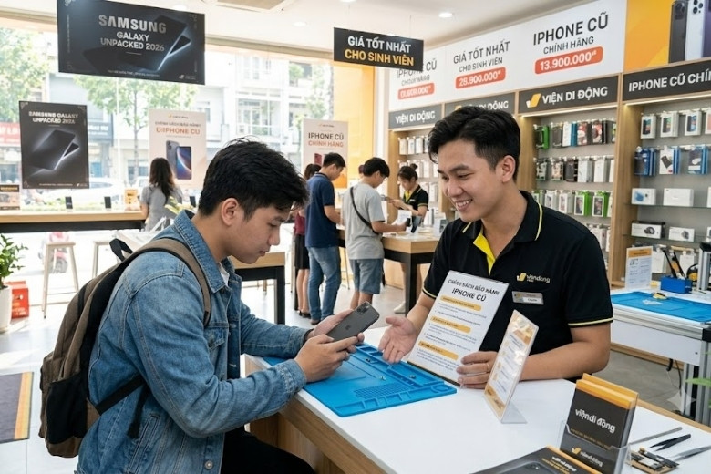 Sinh viên có nên mua iPhone cũ không? Kinh nghiệm chọn máy thực tế 2 Sinh viên mua iPhone cũ tại Viện Di Động