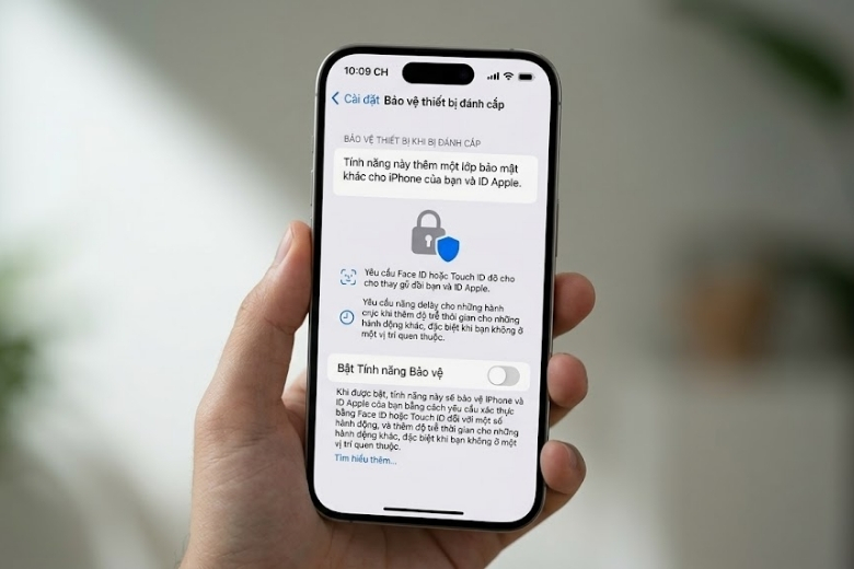 cài đặt tính năng Bảo vệ thiết bị khi bị đánh cắp trên iOS