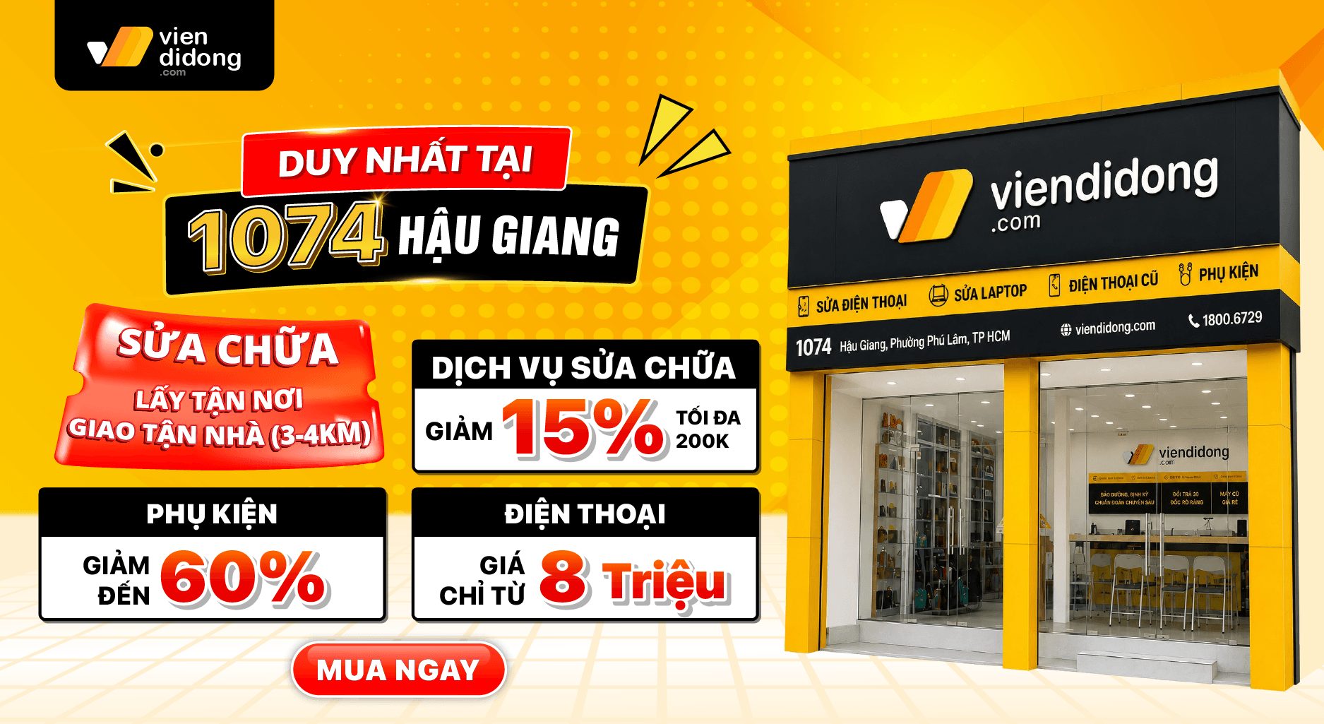 Viện Di Động bùng nổ ngày hội ưu đãi độc quyền tại chi nhánh Hậu Giang 1 Thời gian triển khai ưu đãi giảm giá dịch vụ sửa chữa tại quận 6