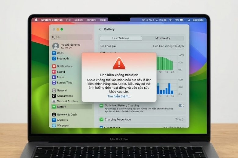 Thông báo linh kiện không xác định Unknown Part trên hệ điều hành macOS
