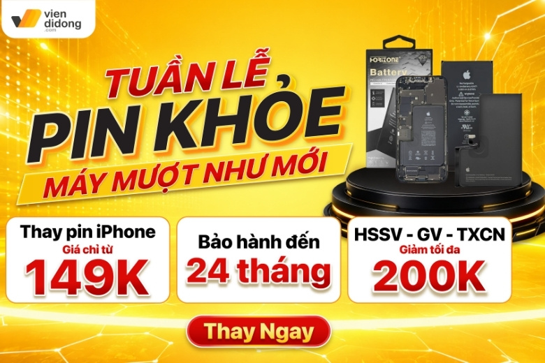 Tuần lễ pin khoẻ - máy mượt như mới: Thay pin bảo hành trọn đời tại Viện Di Động 1 Chi tiết nội dung chương trình sale pin giá rẻ