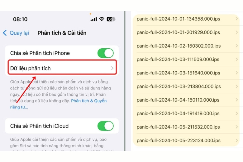 Setlog trong sửa chữa iPhone