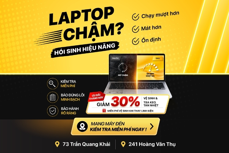 Laptop chậm? Hồi sinh hiệu năng: Dịch vụ sửa chữa máy tính uy tín 1 Chi tiết các ưu đãi Laptop chậm Hồi sinh hiệu năng