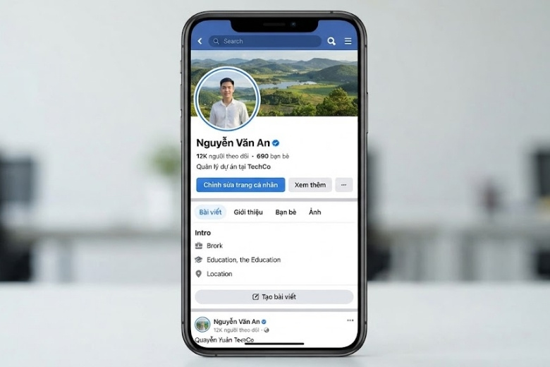 Trang cá nhân hiển thị tick xanh (Meta Verified)