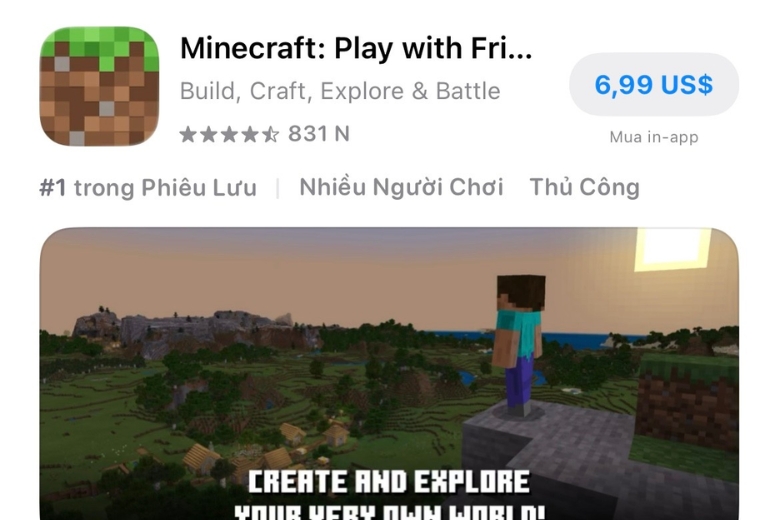 Cách tải Minecraft trên iPhone qua App Store
