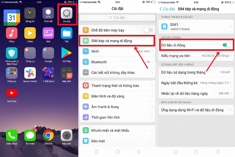 Cài đặt mạng 4G/5G Oppo: Cách bật/tắt 4G và chẩn đoán lỗi mất sóng 1 Cách bật/tắt 4G trên điện thoại Oppo đời cũ