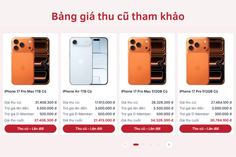 Giá thu cũ nâng cấp lên iPhone 18 Pro