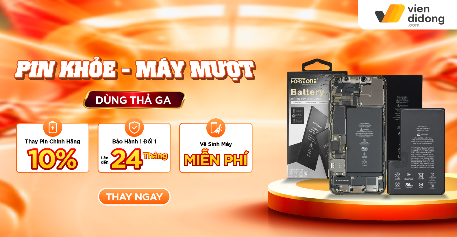 Thay pin giảm 10%