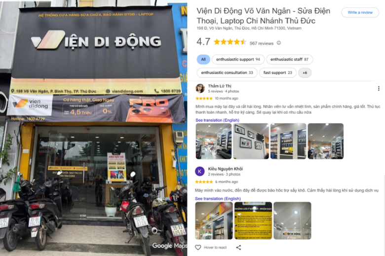 Địa chỉ cửa hàng Viện Di Động Thủ Đức